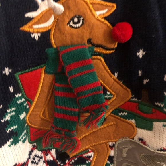 Drinking Reindeer Ugly Christmas Sweater Unisex XL 3D scarves - Picture 6 of 9